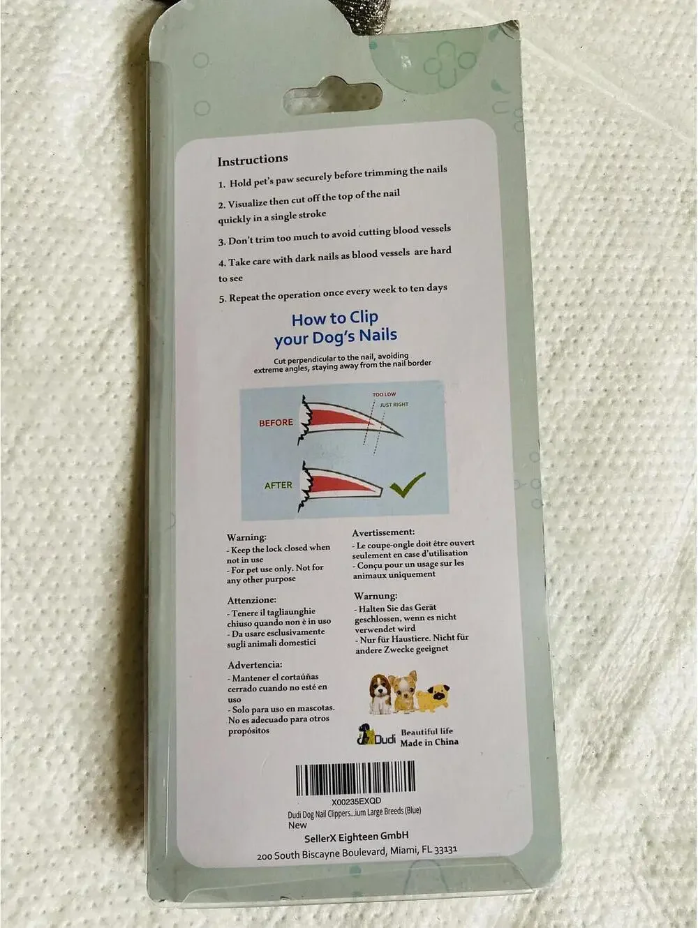 Dud Dog Nail Clippers with Nail File - Large Breed Blue